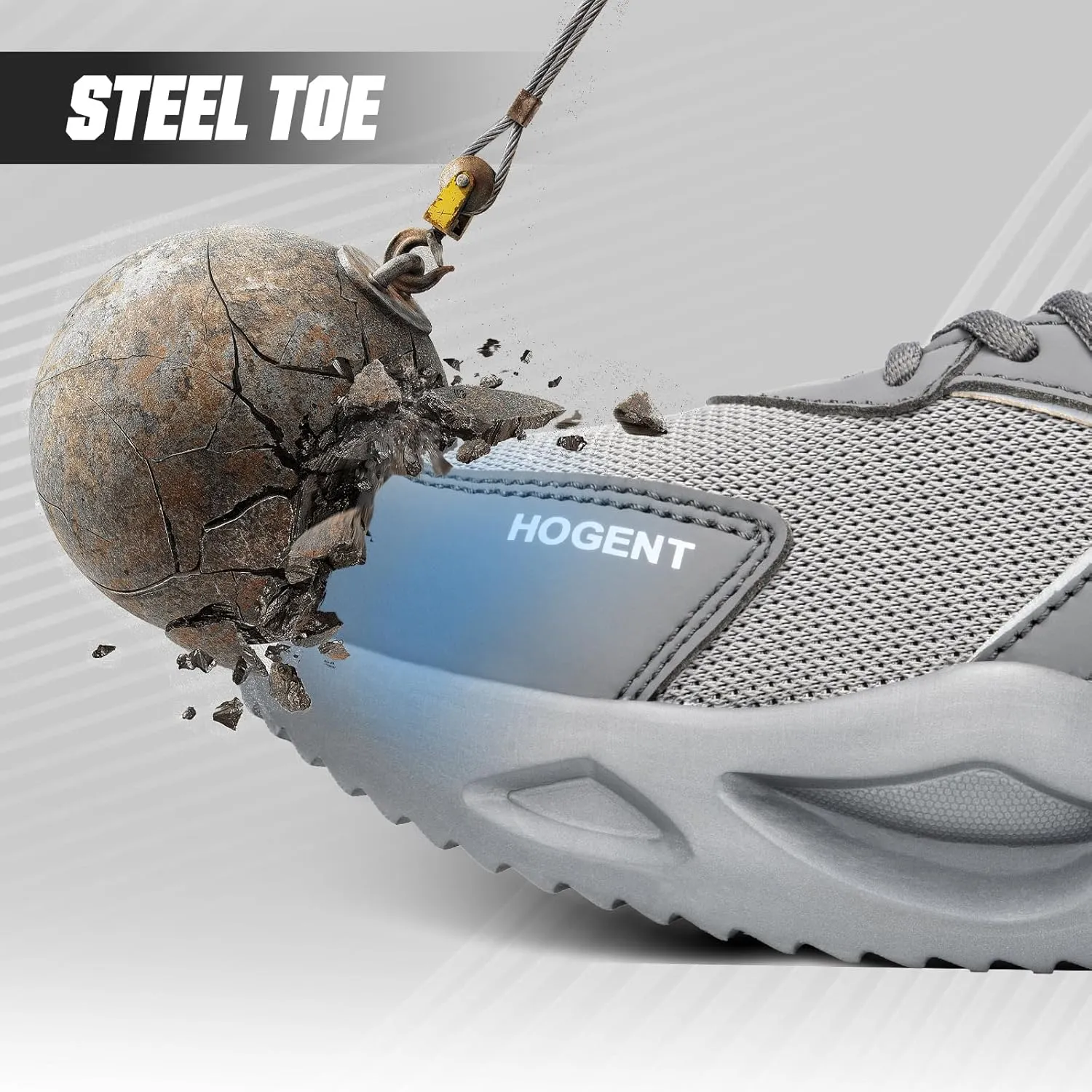 Steel Toe Shoes for Men Women Safety Work Sneakers Indestructible Comfortable Lightweight Breathable Construction Sneakers Anti Smashing Puncture Proof Air Cushion