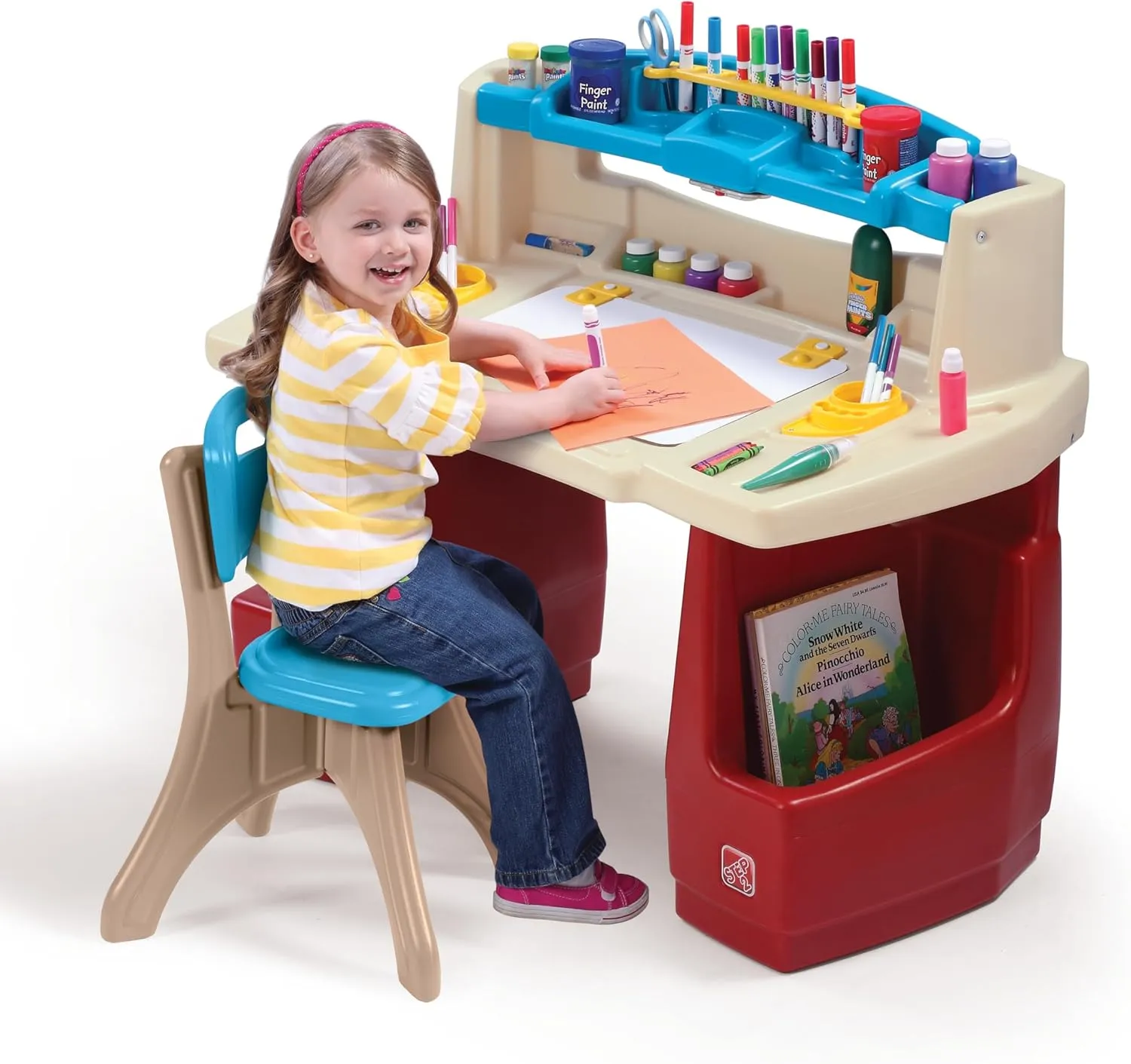 Step2 Deluxe Art Master Desk, Kids Activity Table & Chair, Arts & Crafts Desk, Made of Durable Plastic, For Toddlers 3  Years Old