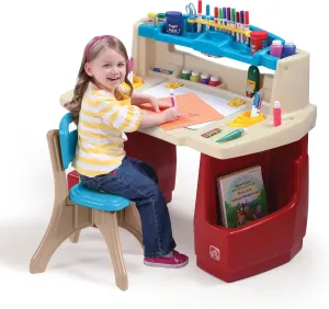 Step2 Deluxe Art Master Desk, Kids Activity Table & Chair, Arts & Crafts Desk, Made of Durable Plastic, For Toddlers 3  Years Old