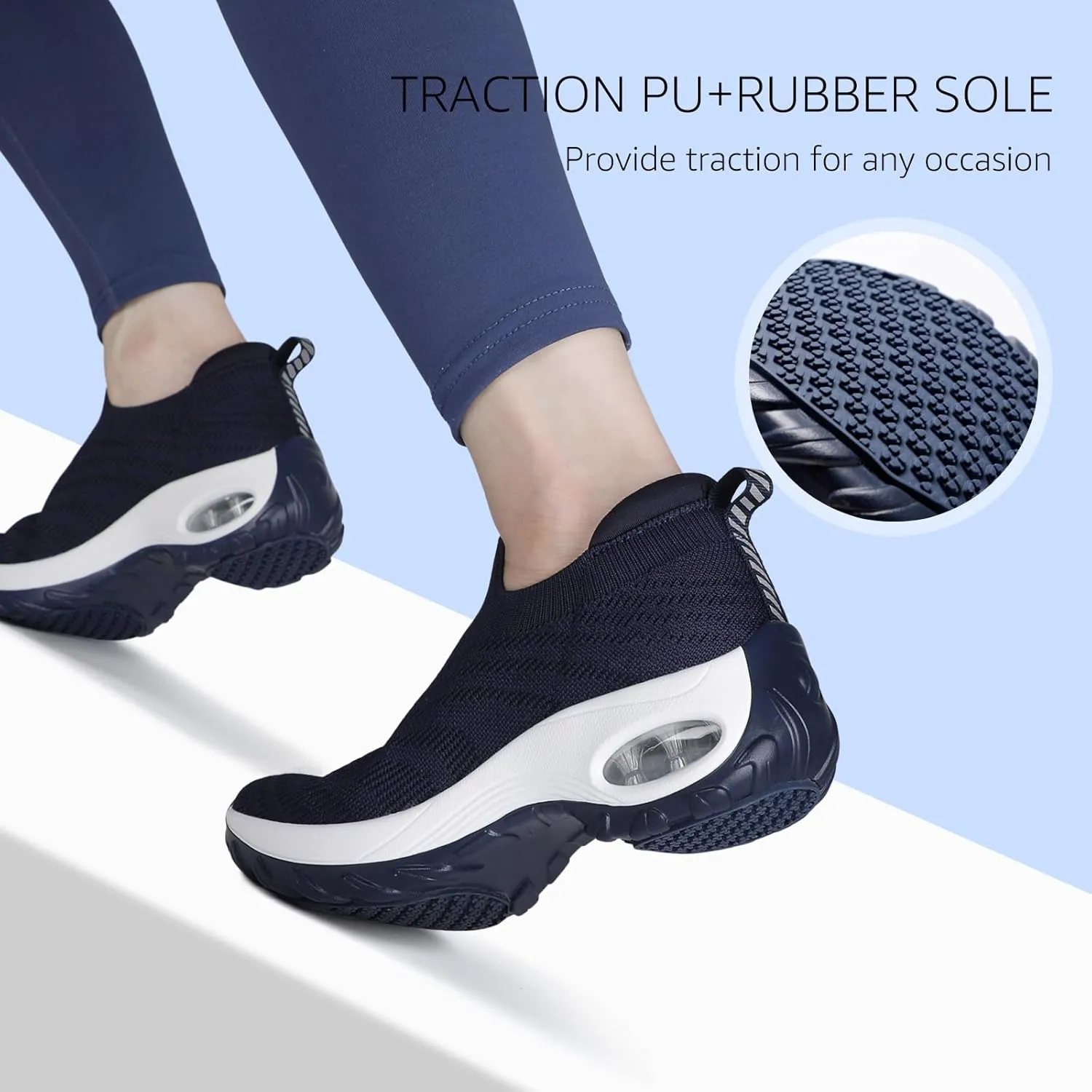 STQ Walking Shoes for Women Slip On Shoes with Arch Support Lightweight Air Cushioned Sock Sneakers