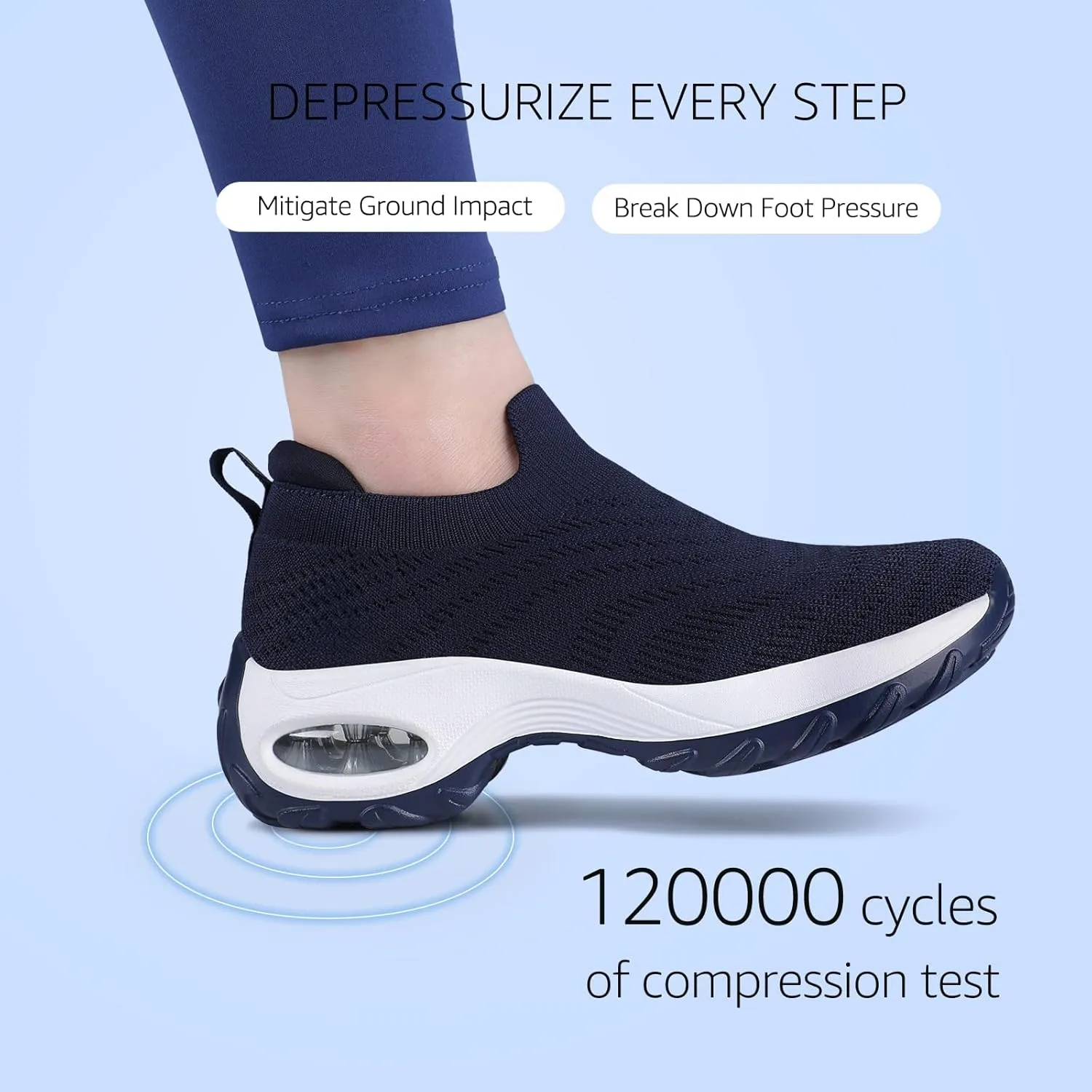 STQ Walking Shoes for Women Slip On Shoes with Arch Support Lightweight Air Cushioned Sock Sneakers