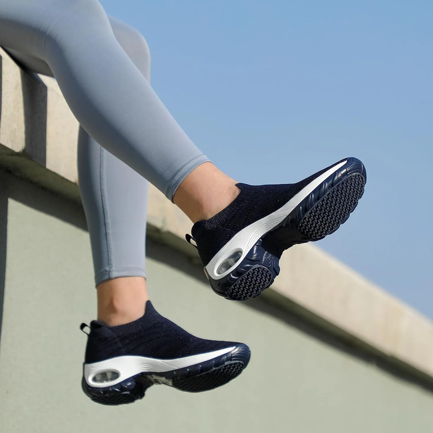 STQ Walking Shoes for Women Slip On Shoes with Arch Support Lightweight Air Cushioned Sock Sneakers