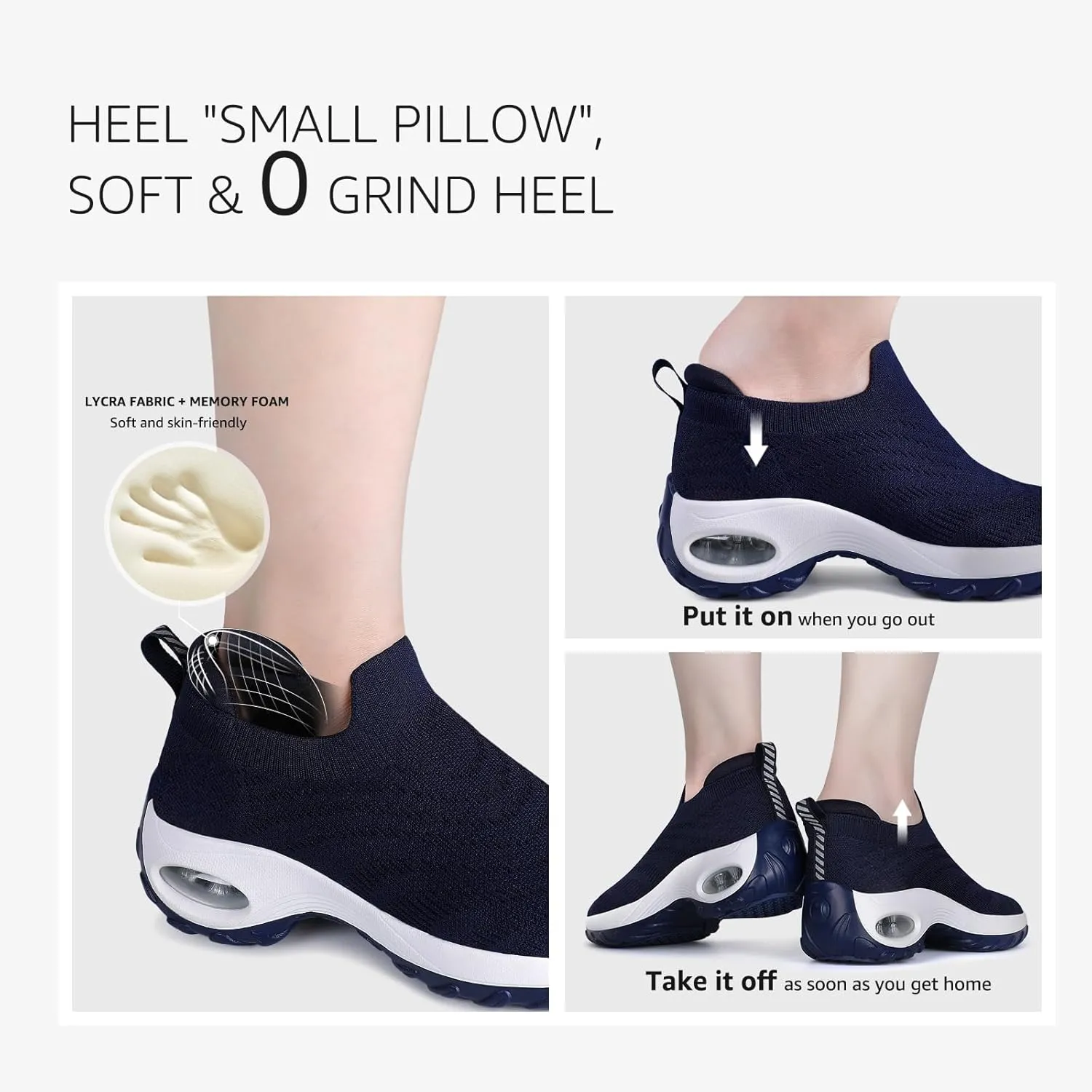 STQ Walking Shoes for Women Slip On Shoes with Arch Support Lightweight Air Cushioned Sock Sneakers