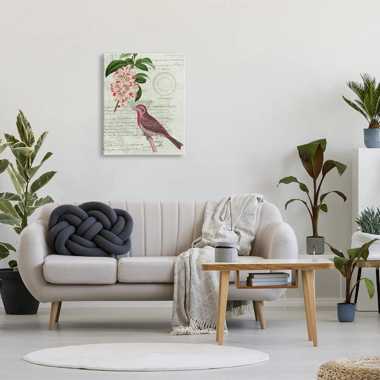 Stupell Industries Antique Bird House Patent Vintage Tree Florals Rosy-Finch, Design by Daphne Polselli Canvas Wall Art, 24 x 30, Green