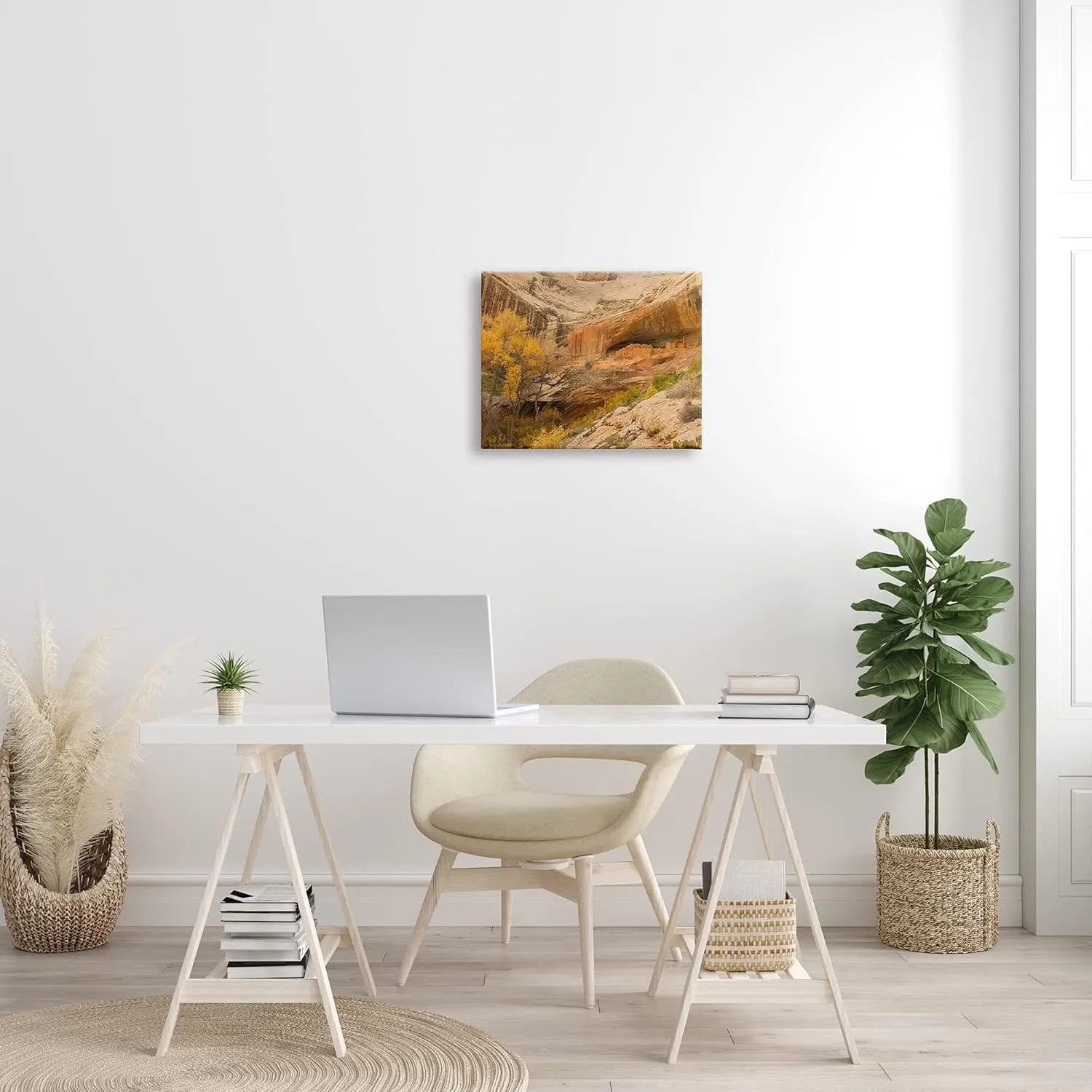 Stupell Industries Desert Foliage Landscape Southwestern Canyon Cliff, Designed by Sally Linden Canvas Wall Art, 16 x 20, Brown