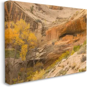 Stupell Industries Desert Foliage Landscape Southwestern Canyon Cliff, Designed by Sally Linden Canvas Wall Art, 16 x 20, Brown