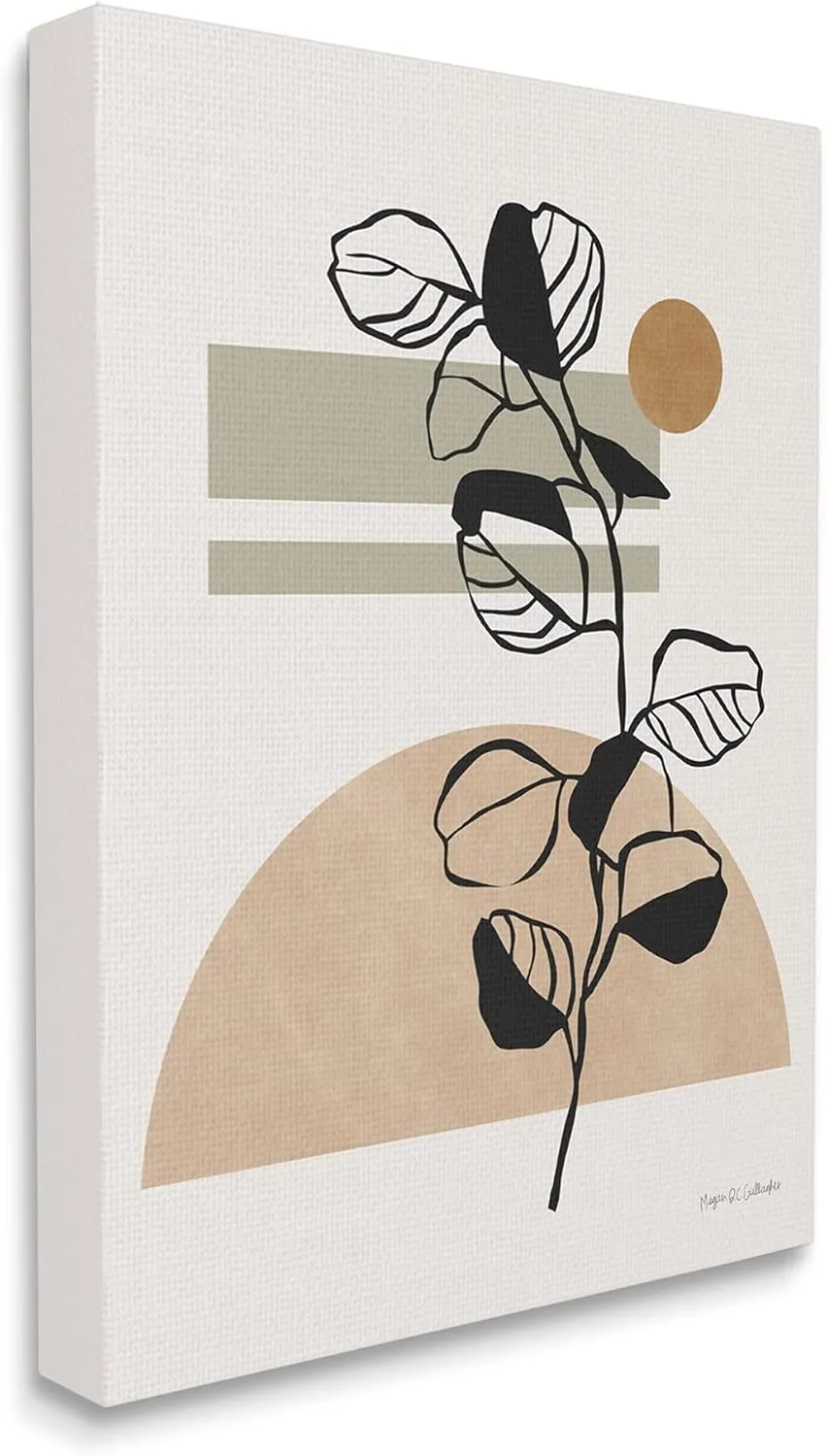Stupell Industries Desert Sunrise Geometric Shapes Abstract Botanical Plant, Designed by Megan Gallagher Canvas Wall Art, 24 x 30, Brown