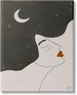 Stupell Industries Female Abstract Hair Portrait Starry Sky Constellations, Designed by Birch&Ink Canvas Wall Art, 24 x 30, Black