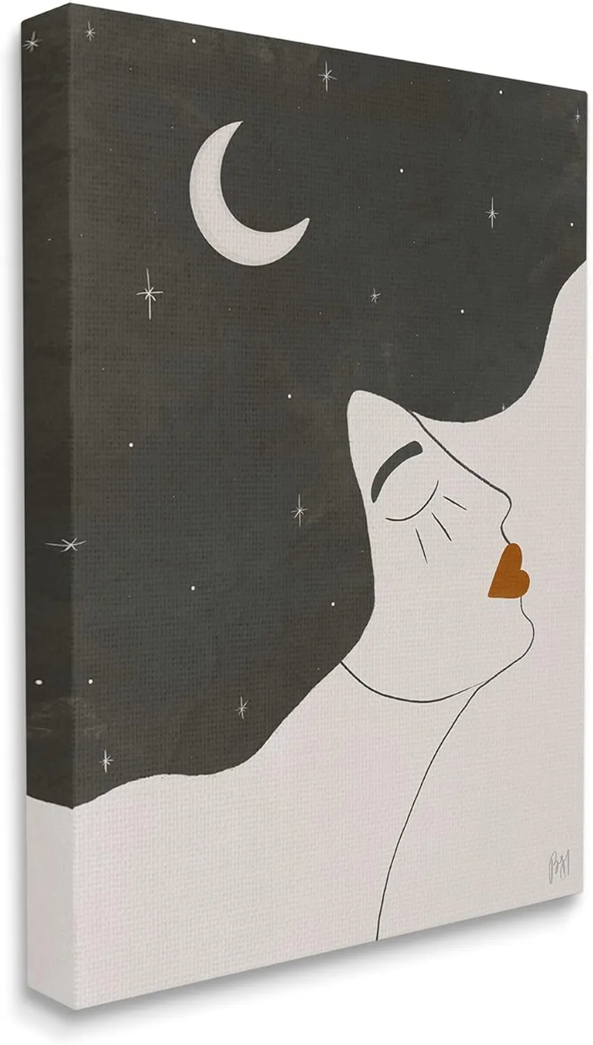 Stupell Industries Female Abstract Hair Portrait Starry Sky Constellations, Designed by Birch&Ink Canvas Wall Art, 24 x 30, Black