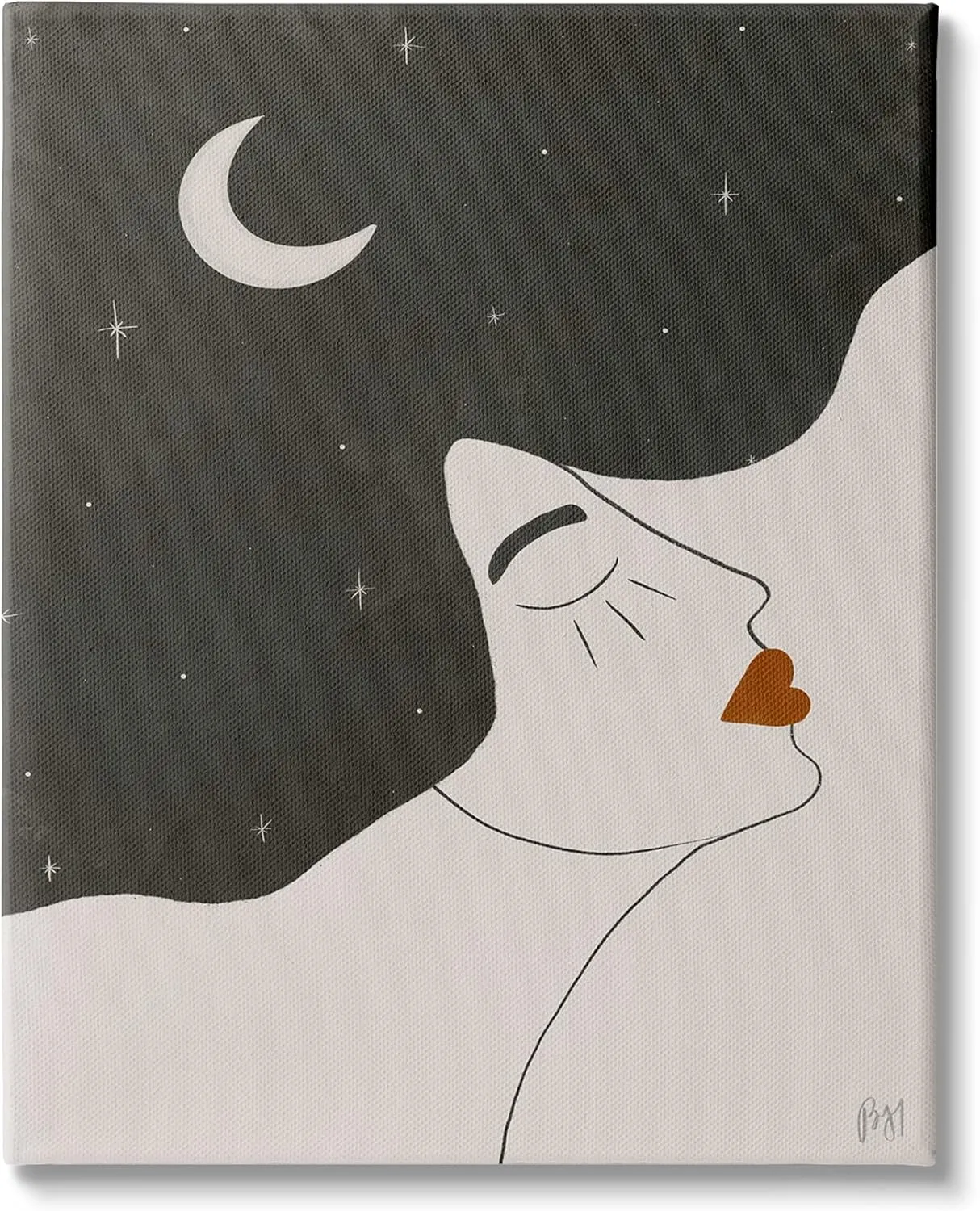 Stupell Industries Female Abstract Hair Portrait Starry Sky Constellations, Designed by Birch&Ink Canvas Wall Art, 24 x 30, Black