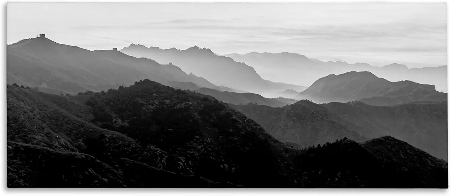 Stupell Industries Misty Sky Open Mountain Landscape Black White Photography, Designed by Danita Delimont Canvas Wall Art, 30x13