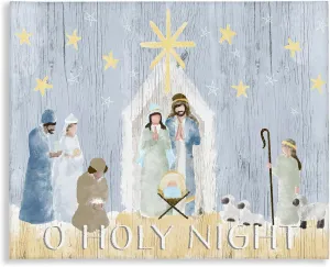 Stupell Industries Nativity Barn Stable Christmas Holiday Rustic Scene, Designed by Andi Metz Canvas Wall Art, 24x30, Blue