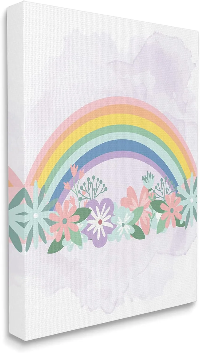 Stupell Industries Tropical Florals Under Playful Rainbow Kids' Illustration, Designed by Kim Allen Canvas Wall Art, 30 x 40, White