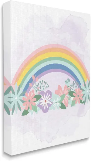 Stupell Industries Tropical Florals Under Playful Rainbow Kids' Illustration, Designed by Kim Allen Canvas Wall Art, 36 x 48, White
