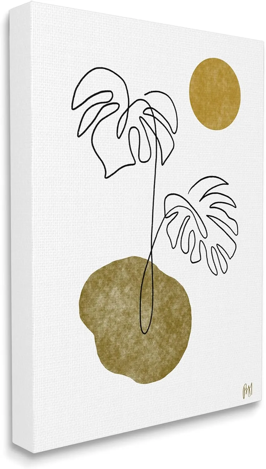 Stupell Industries Tropical Monstera Palms Line Drawing Abstract Desert Sky, Designed by Birch&Ink Canvas Wall Art, 16 x 20, Green