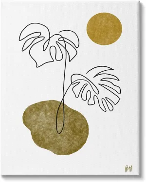 Stupell Industries Tropical Monstera Palms Line Drawing Abstract Desert Sky, Designed by Birch&Ink Canvas Wall Art, 16 x 20, Green