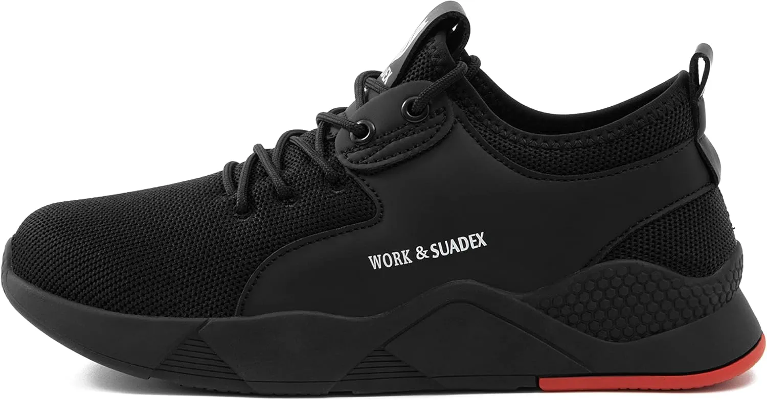 SUADEX Steel Toe Shoes for Women Men, Anti Slip Safety Shoes Breathable Lightweight Puncture Proof Work Construction Sneakers