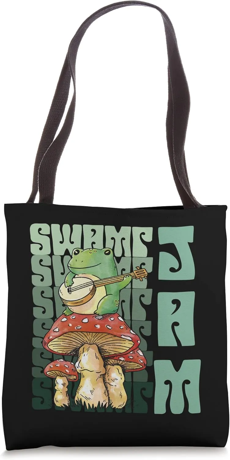 Swamp Jam Frog Toad Banjo Tote Bag