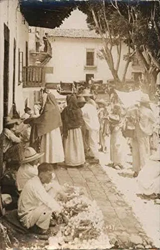 Taxco Residents on Street Taxco, Mexico Original Antique Postcard