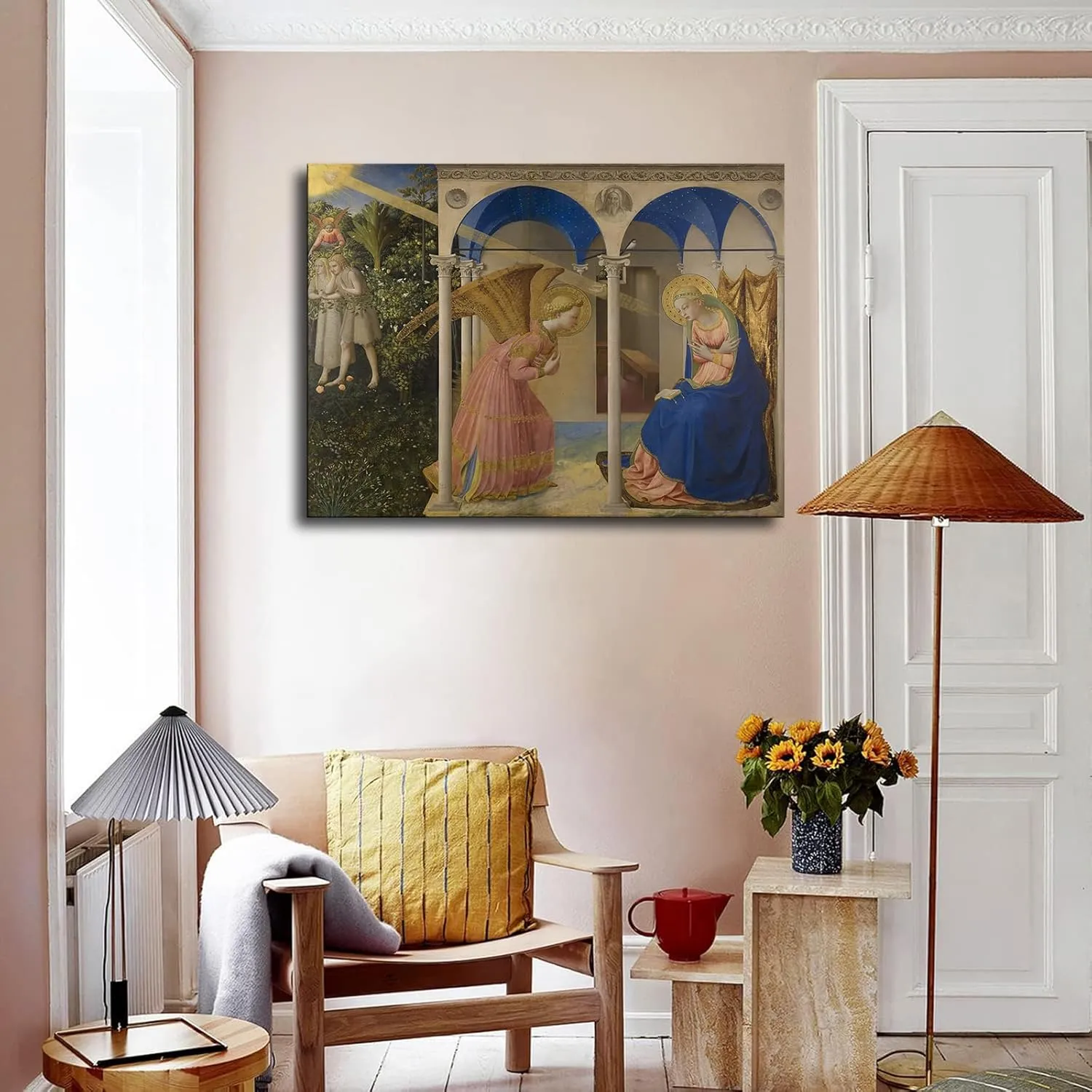 The Annunciation By Fra Angelico Poster Canvas Wall Art Painting Print Painting Suitable for Bedroom Dormitory Living Room and Other Wall Decoration (16×20inch_Framed)