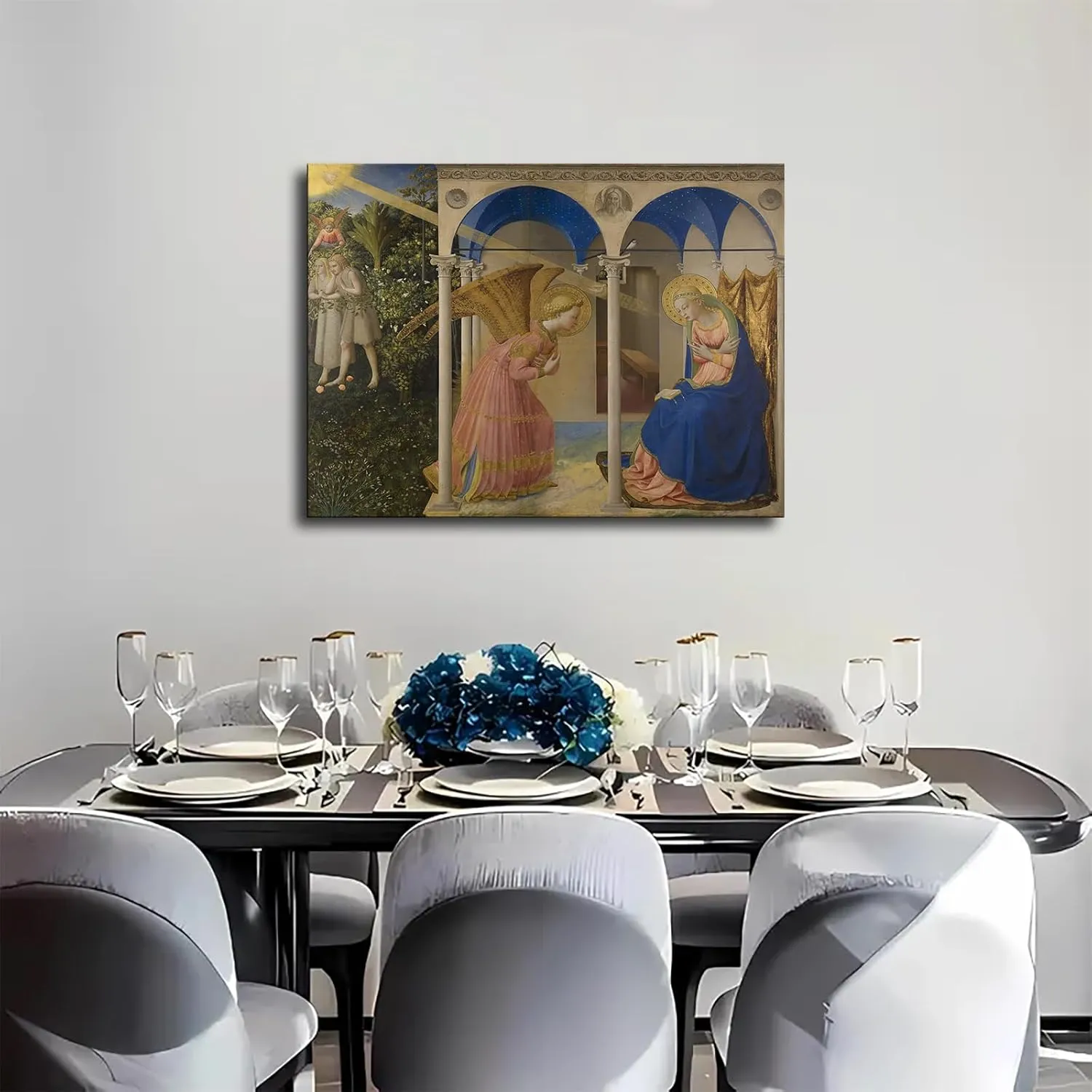 The Annunciation By Fra Angelico Poster Canvas Wall Art Painting Print Painting Suitable for Bedroom Dormitory Living Room and Other Wall Decoration (16×20inch_Framed)