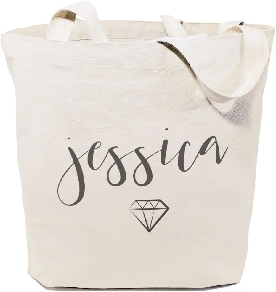 The Cotton & Canvas Co. Personalized Name Beach, Shopping and Travel Resusable Shoulder Tote and Handbag
