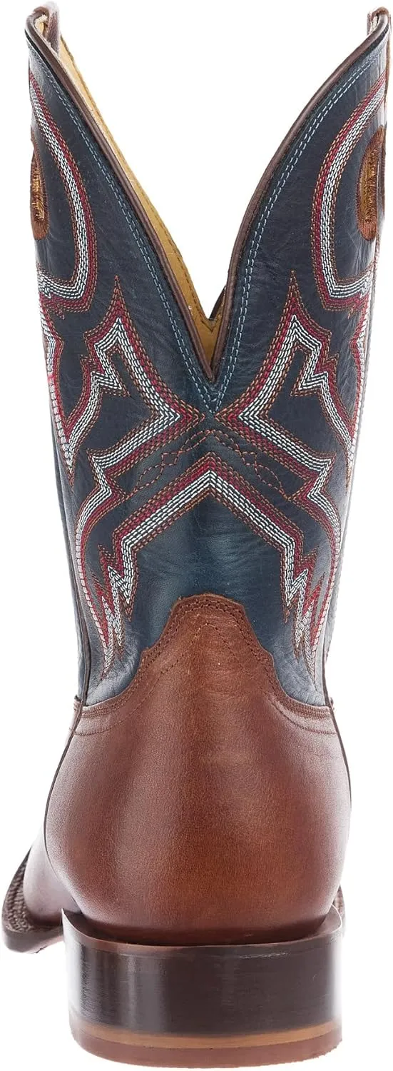 Tony Lama Men`s Lars Brown Cowhide Vamp 11In Blue Cowhide Top Boot