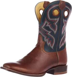 Tony Lama Men`s Lars Brown Cowhide Vamp 11In Blue Cowhide Top Boot