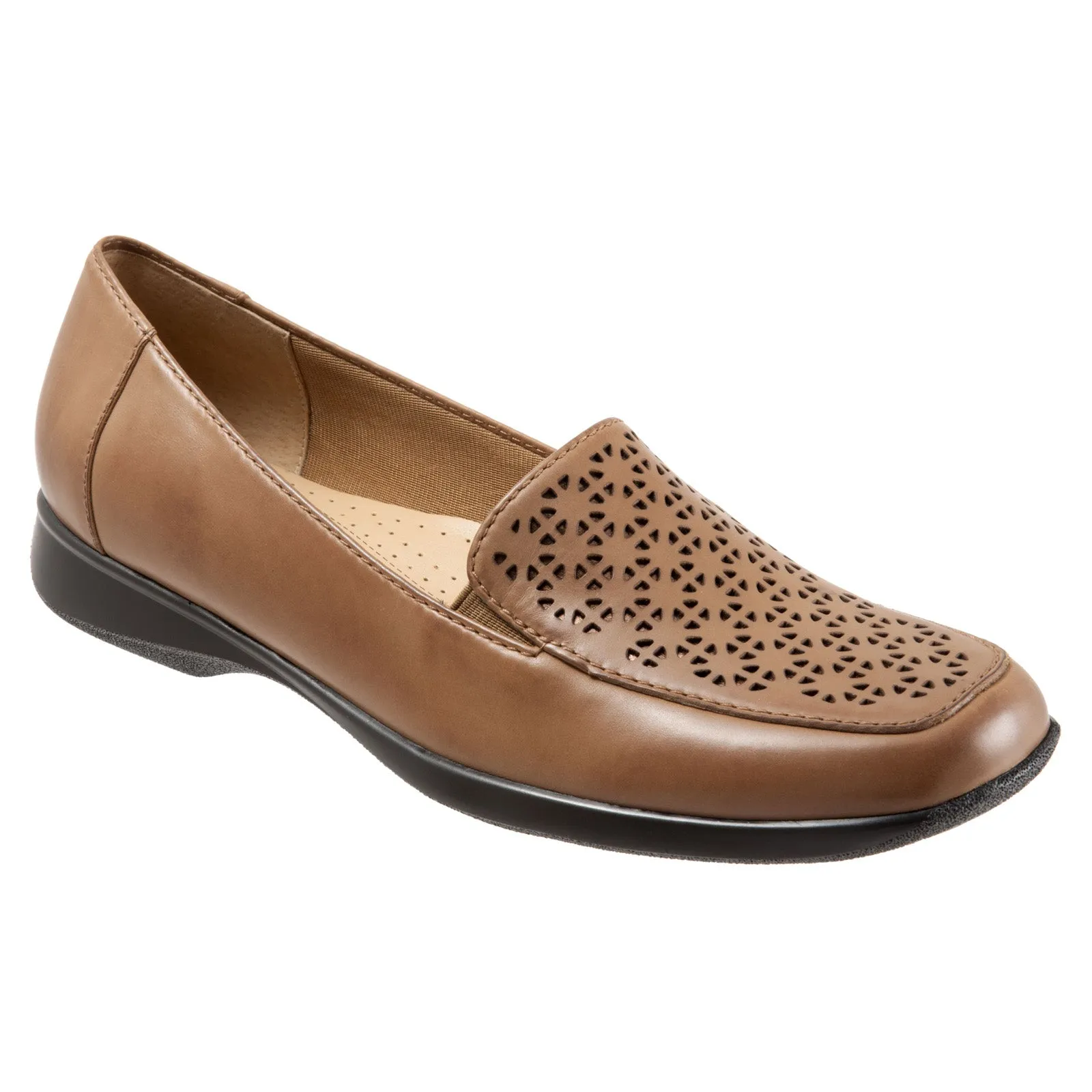 Trotters Jenn Laser T1613-220 Womens Brown Leather Loafer Flats Shoes