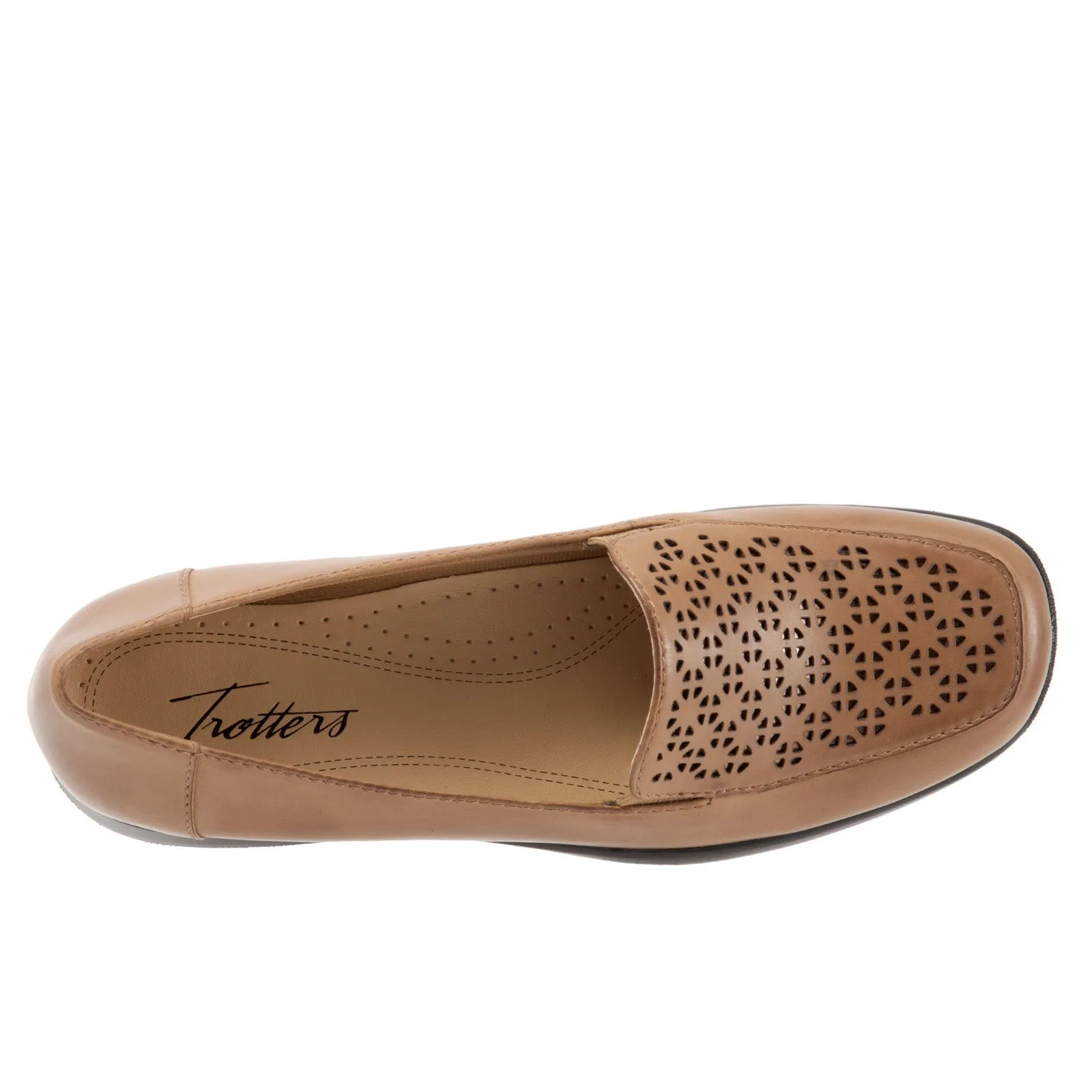 Trotters Jenn Laser T1613-220 Womens Brown Leather Loafer Flats Shoes