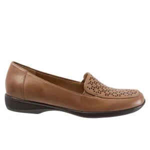 Trotters Jenn Laser T1613-220 Womens Brown Leather Loafer Flats Shoes