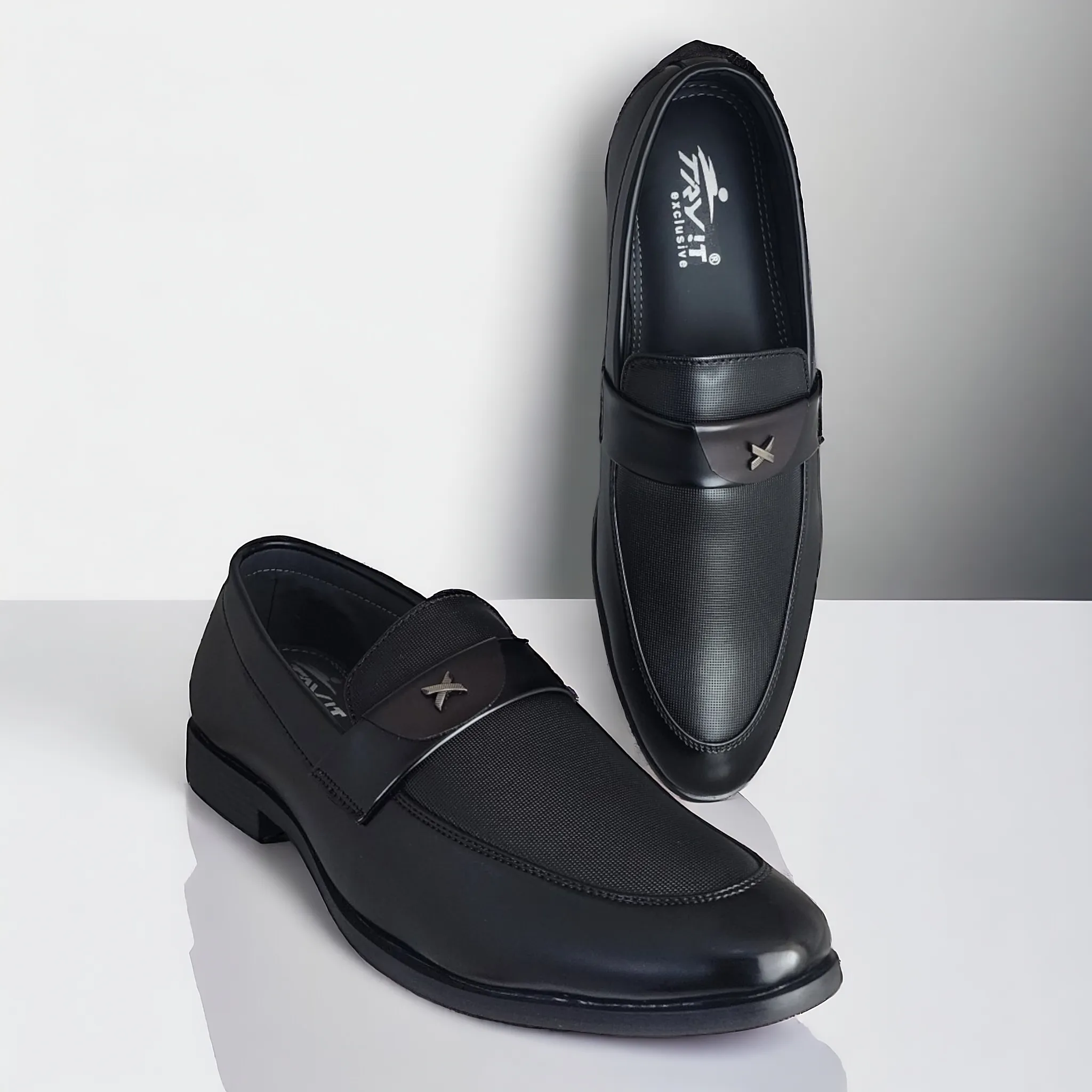 TRY IT 3663 BLACK Men's Loafers Shoes