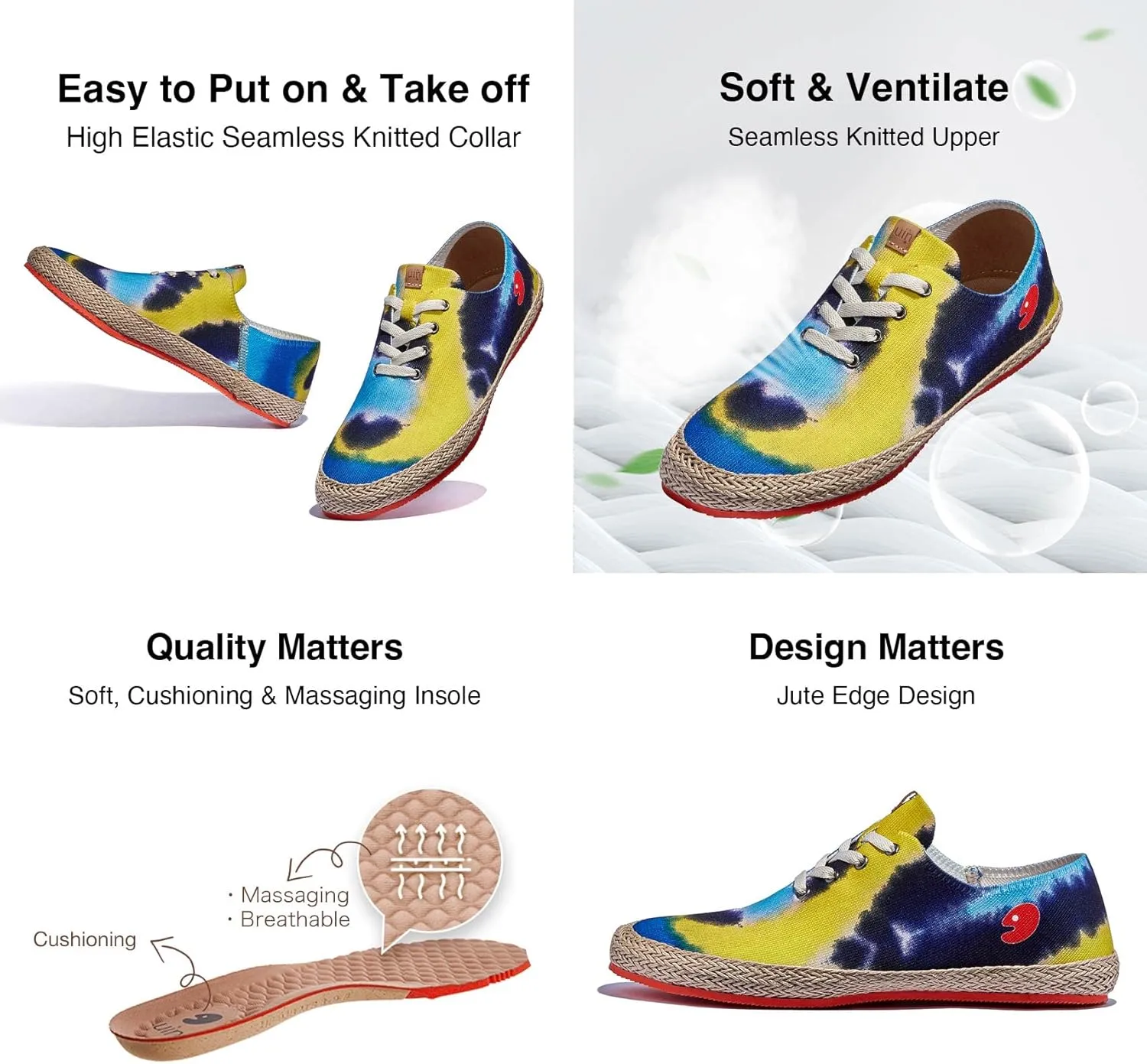 UIN Men's Art Painted Walking Casual Travel Shoes Lightweight Comfort Fashion Sneaker Formentera Series