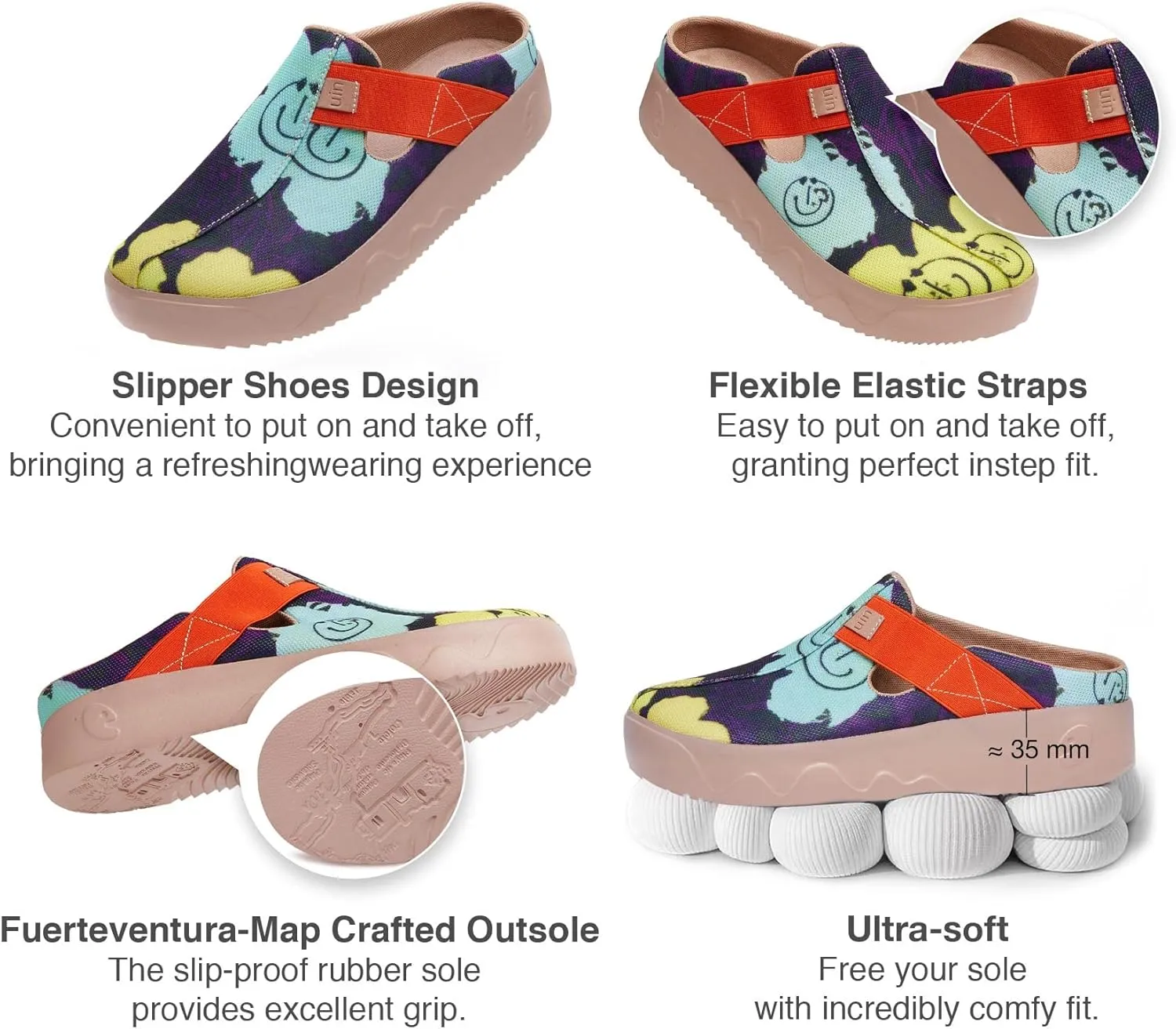 UIN Women's Art Painted Travel Shoes Slip On Casual Loafers Lightweight Comfort Fashion Sneaker Fuerteventura