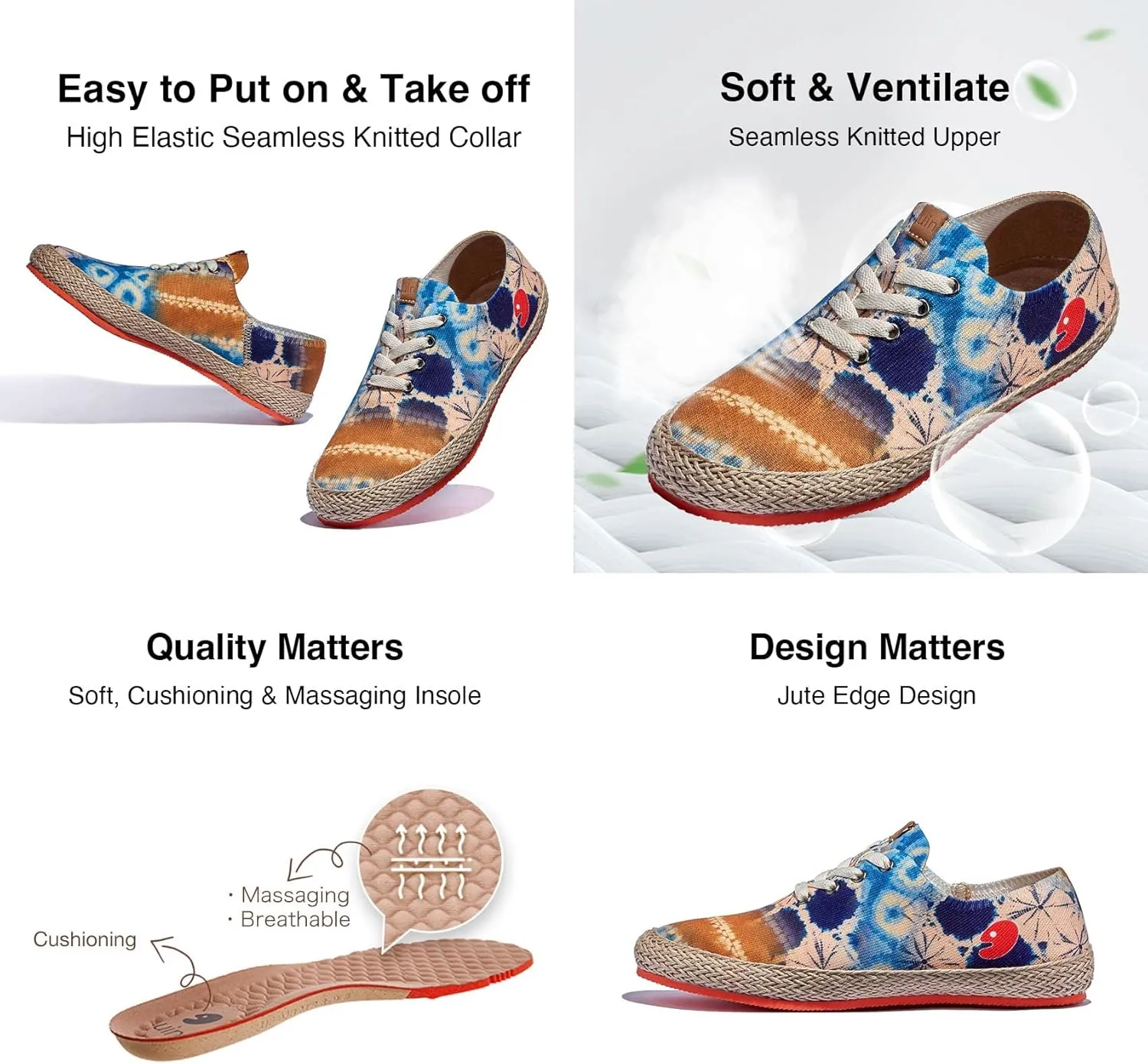 UIN Women's Art Painted Walking Casual Travel Shoes Lightweight Comfort Fashion Sneaker Formentera Series