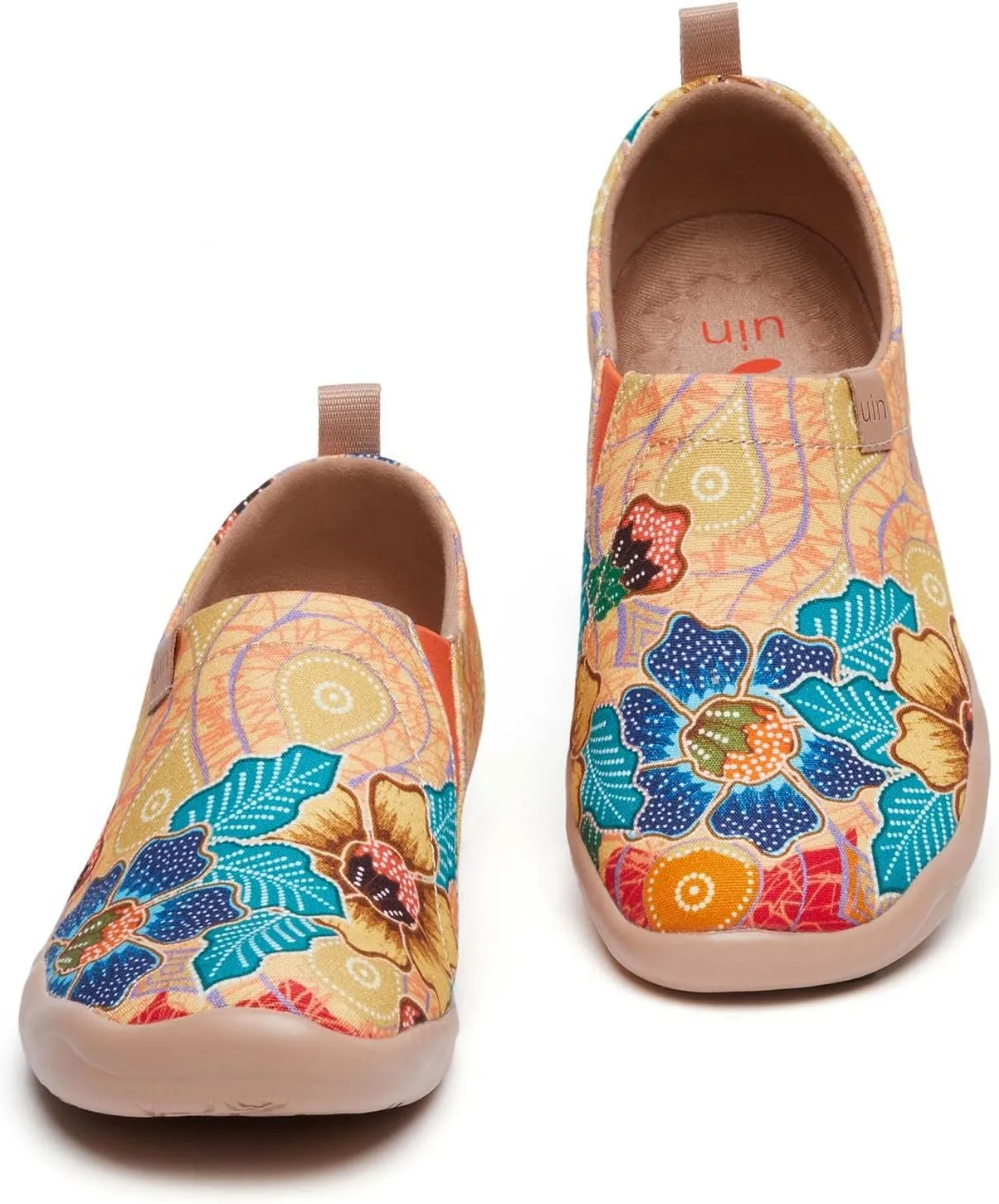UIN Women's Blossom Slip On Shoes Colorful Comfortable Lightweight Art Travel Sneakers Casual Floral Stylish Everyday Loafers
