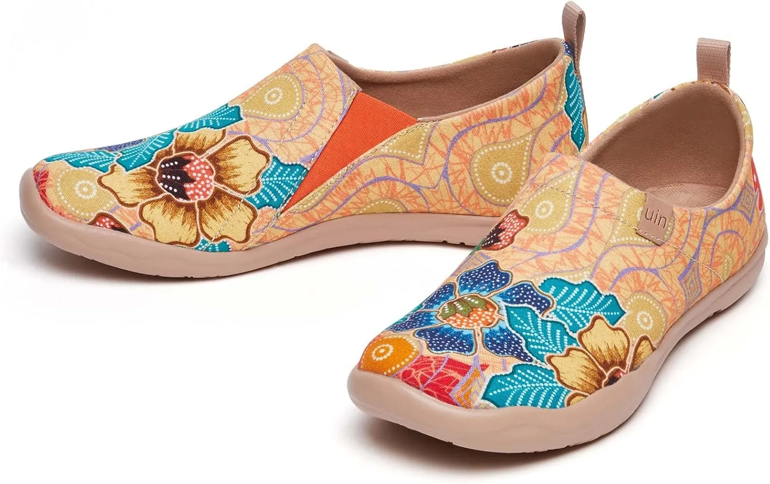 UIN Women's Blossom Slip On Shoes Colorful Comfortable Lightweight Art Travel Sneakers Casual Floral Stylish Everyday Loafers