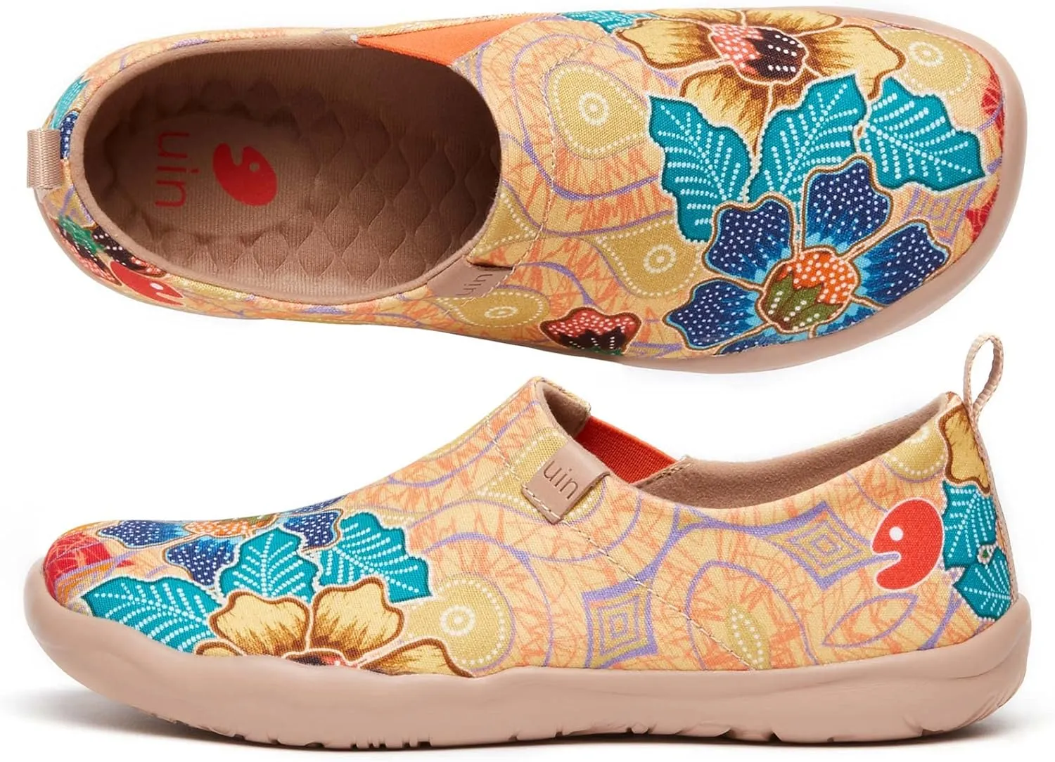 UIN Women's Blossom Slip On Shoes Colorful Comfortable Lightweight Art Travel Sneakers Casual Floral Stylish Everyday Loafers