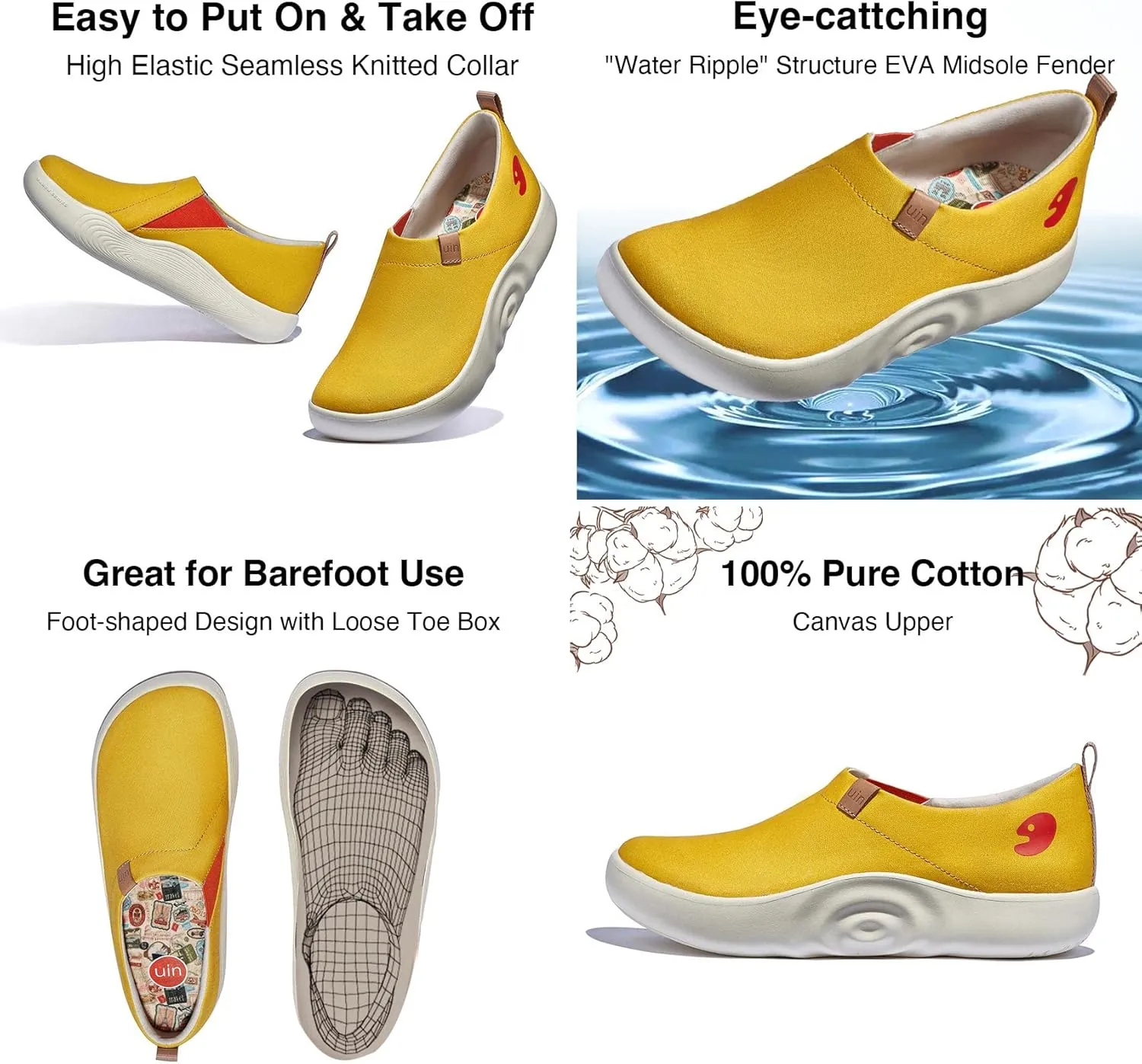 UIN Women's Walking Shoes Art Travel Slip On Casual Lightweight Fashion Sneaker Toledo Ⅹ