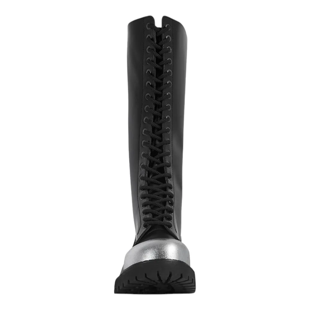 UNDERGROUND 20 EYELET EXTERNAL STEEL CAP BOOTS ICONIC GRIPPER - BOOT - EXTERNAL CAP - BLACK LEATHER