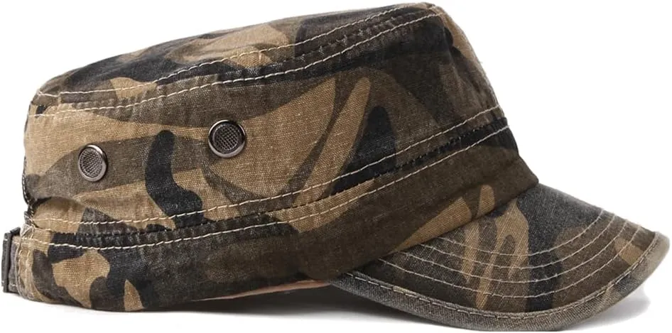 Unisex Military Army Hat Men Women Baseball Cap Flat Top Cap Adjustable Camo Cadet Cap