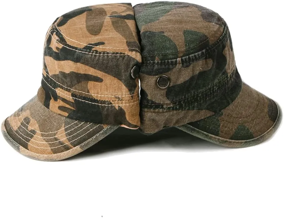 Unisex Military Army Hat Men Women Baseball Cap Flat Top Cap Adjustable Camo Cadet Cap