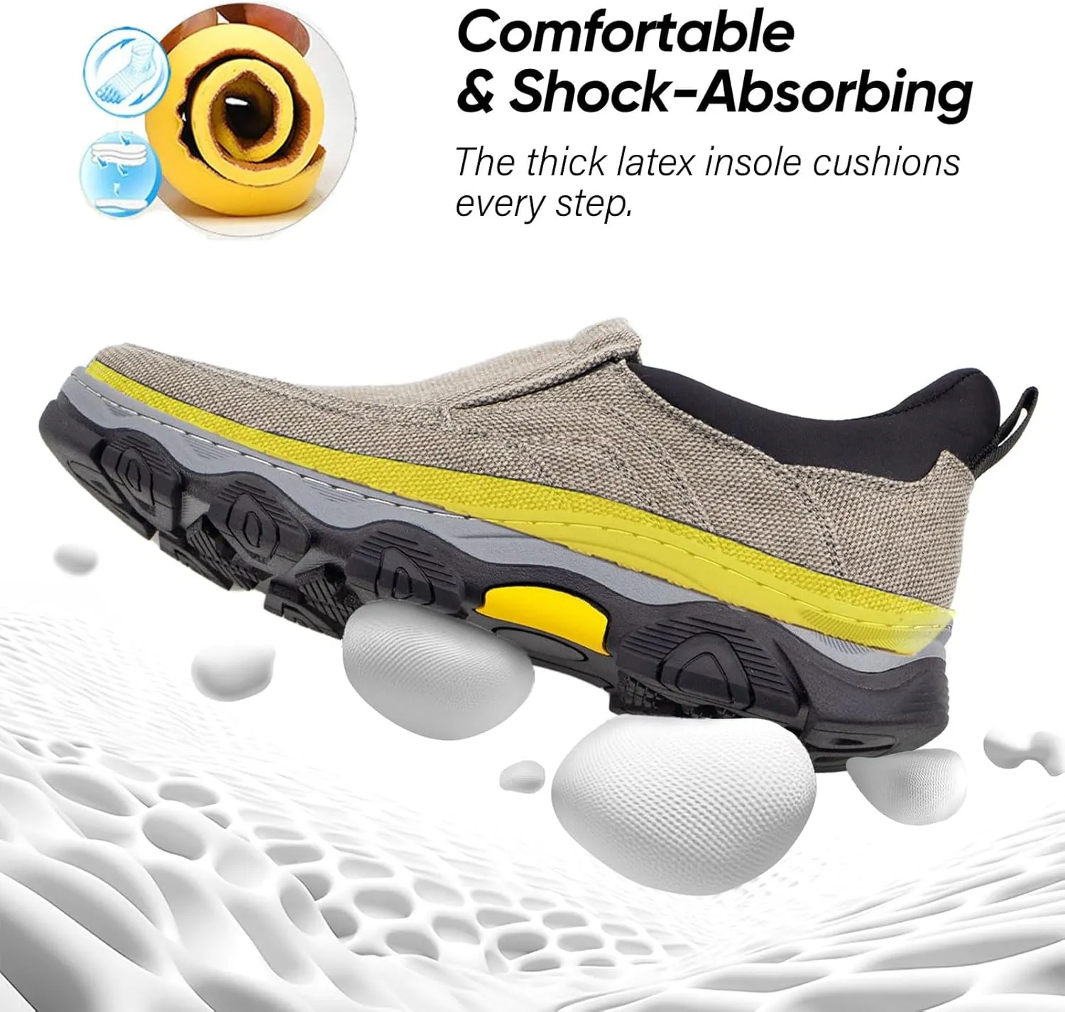 UPIShi Men's Hands Free Slip On Walking Loafer Slip-ins Casual Canvas Lightweight Indoor Outdoor Cushioning Shoes