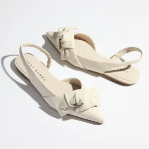 Violet Slingback Flat in Bone Leather
