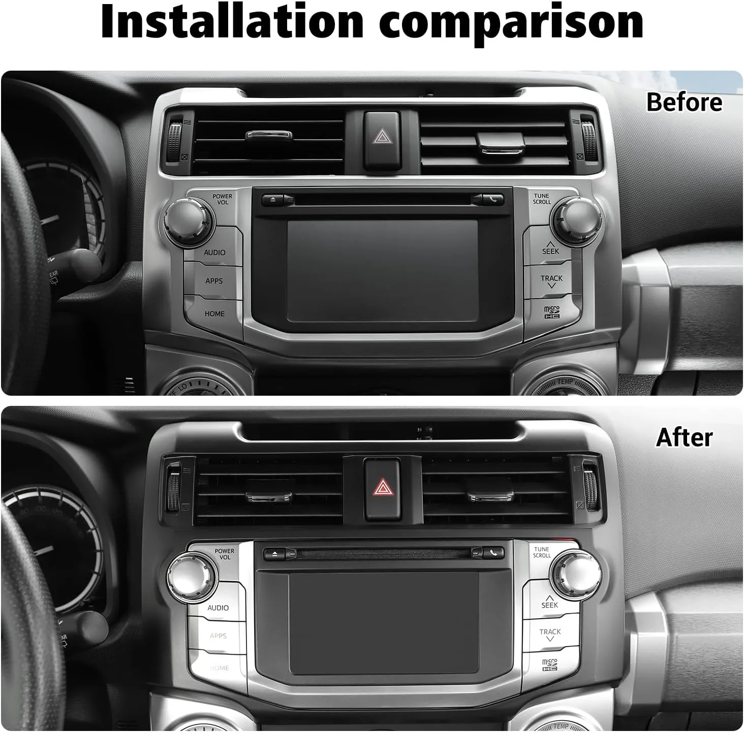 Voodonala for 4Runner Center Console Navigation Panel Cover Interior Antiscrach Antidust Decal Panel Cover for Toyota 4Runner 2010-2019(Matte Black)