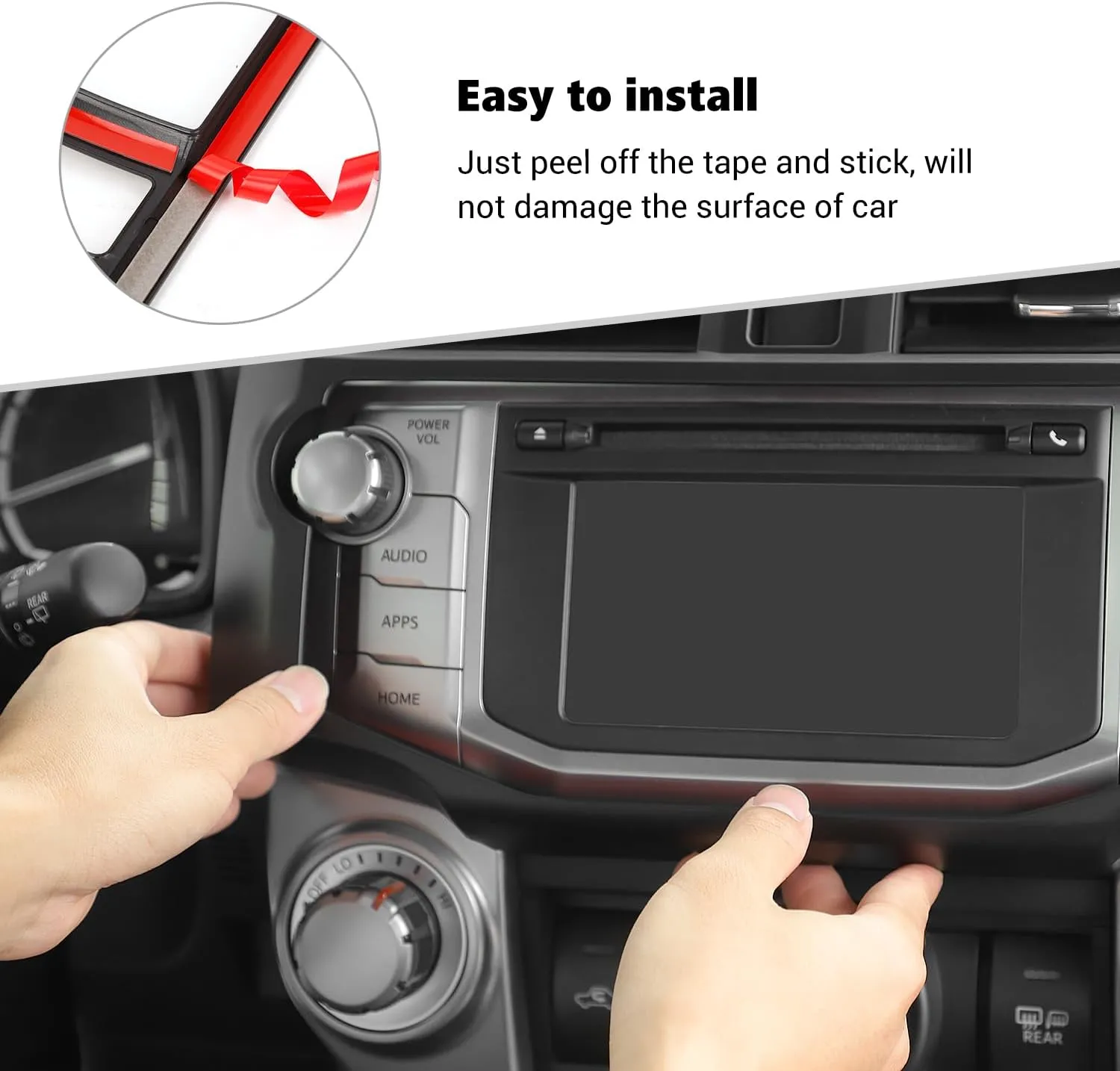 Voodonala for 4Runner Center Console Navigation Panel Cover Interior Antiscrach Antidust Decal Panel Cover for Toyota 4Runner 2010-2019(Matte Black)