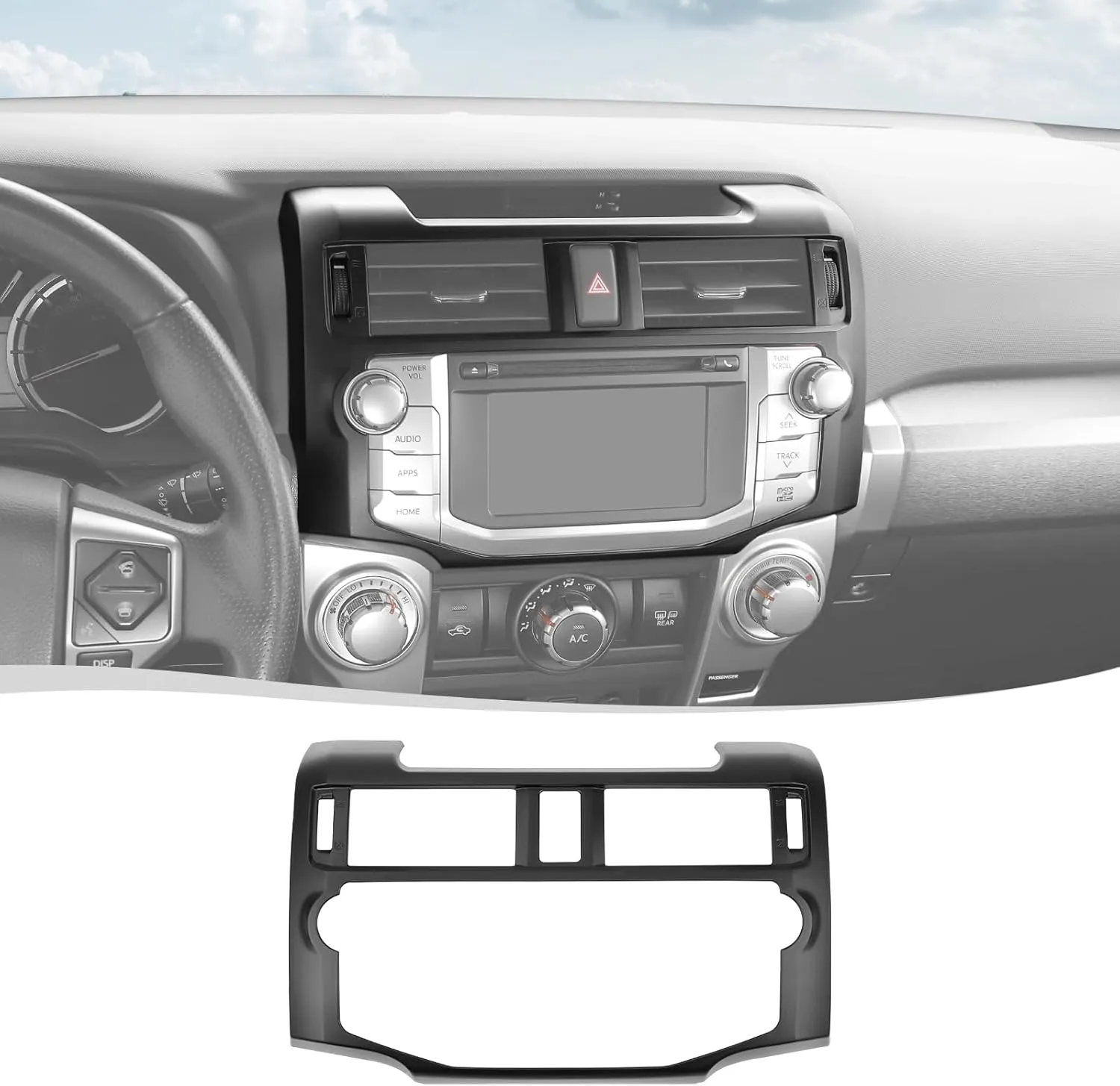 Voodonala for 4Runner Center Console Navigation Panel Cover Interior Antiscrach Antidust Decal Panel Cover for Toyota 4Runner 2010-2019(Matte Black)