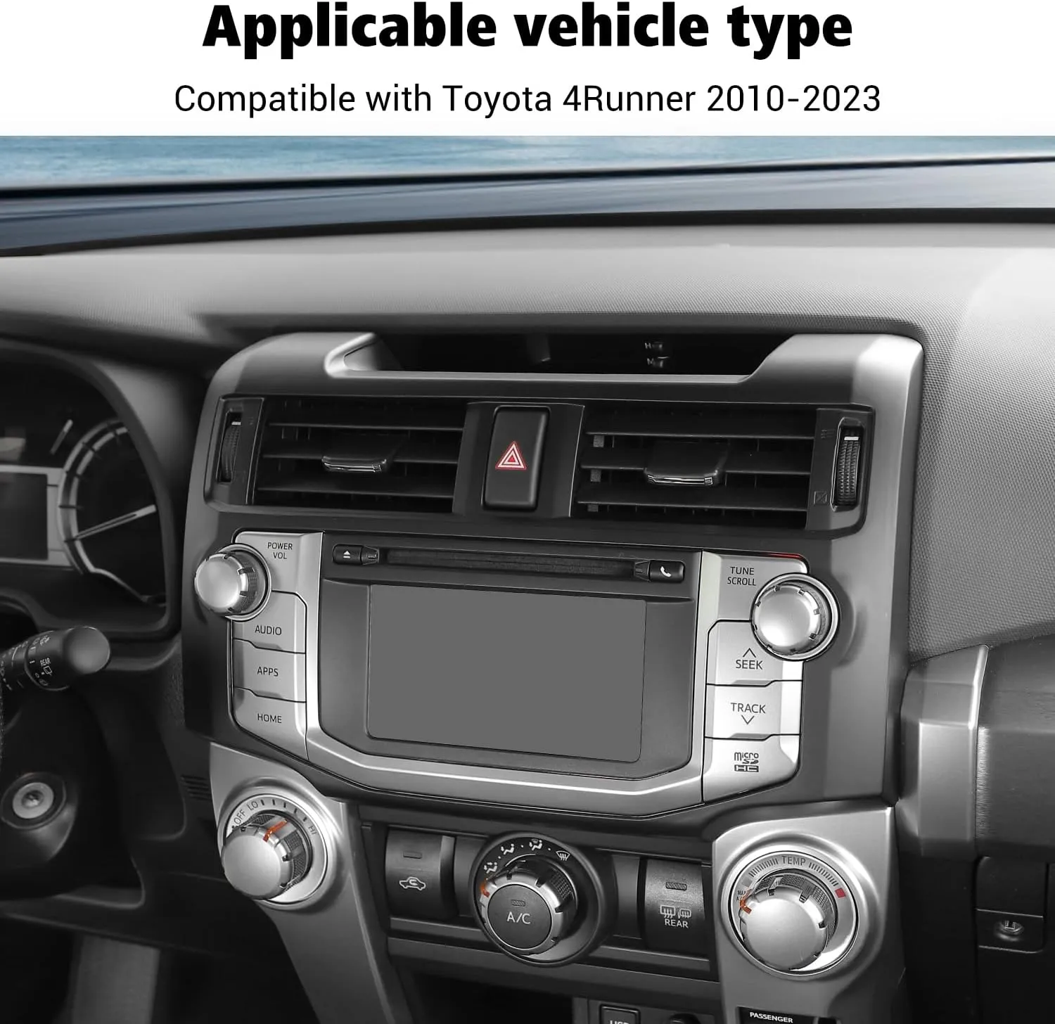 Voodonala for 4Runner Center Console Navigation Panel Cover Interior Antiscrach Antidust Decal Panel Cover for Toyota 4Runner 2010-2019(Matte Black)