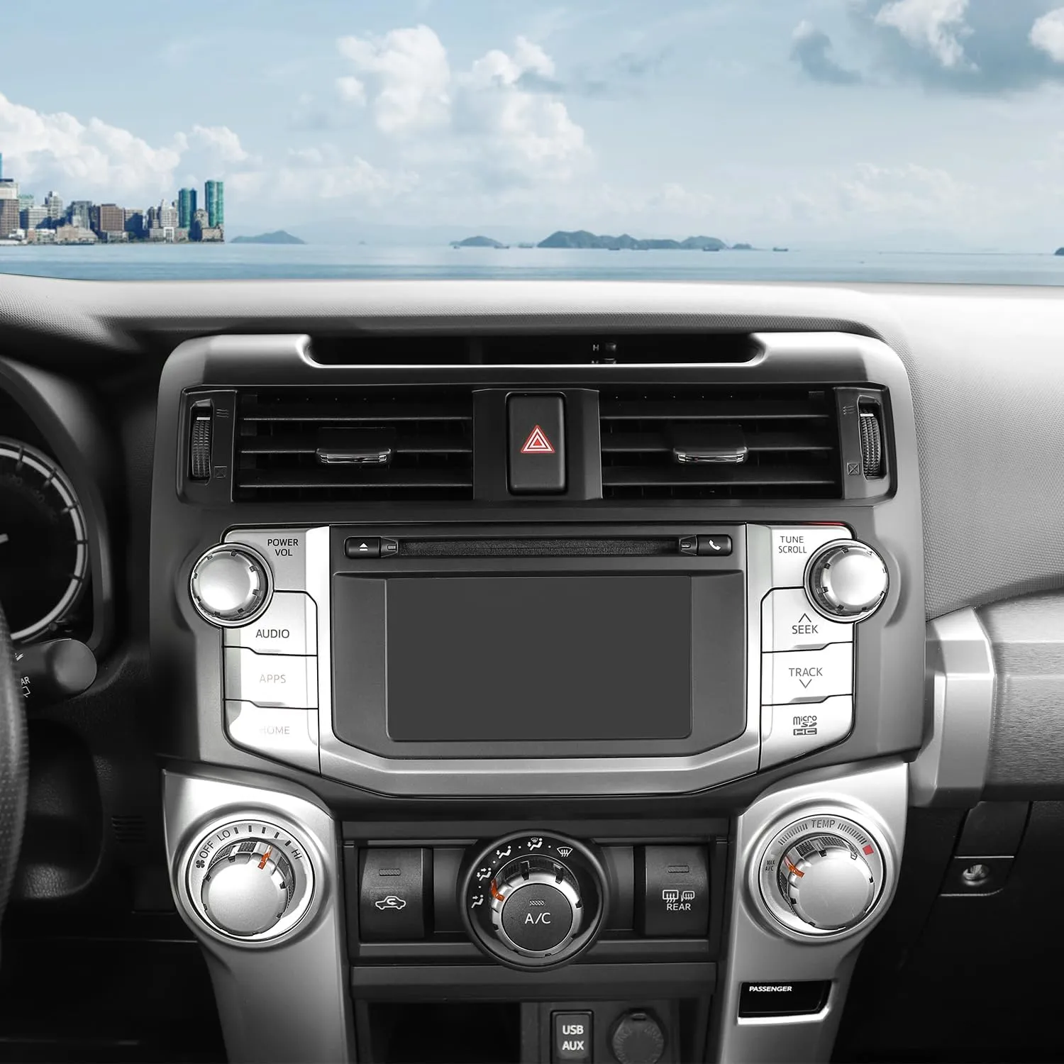 Voodonala for 4Runner Center Console Navigation Panel Cover Interior Antiscrach Antidust Decal Panel Cover for Toyota 4Runner 2010-2019(Matte Black)