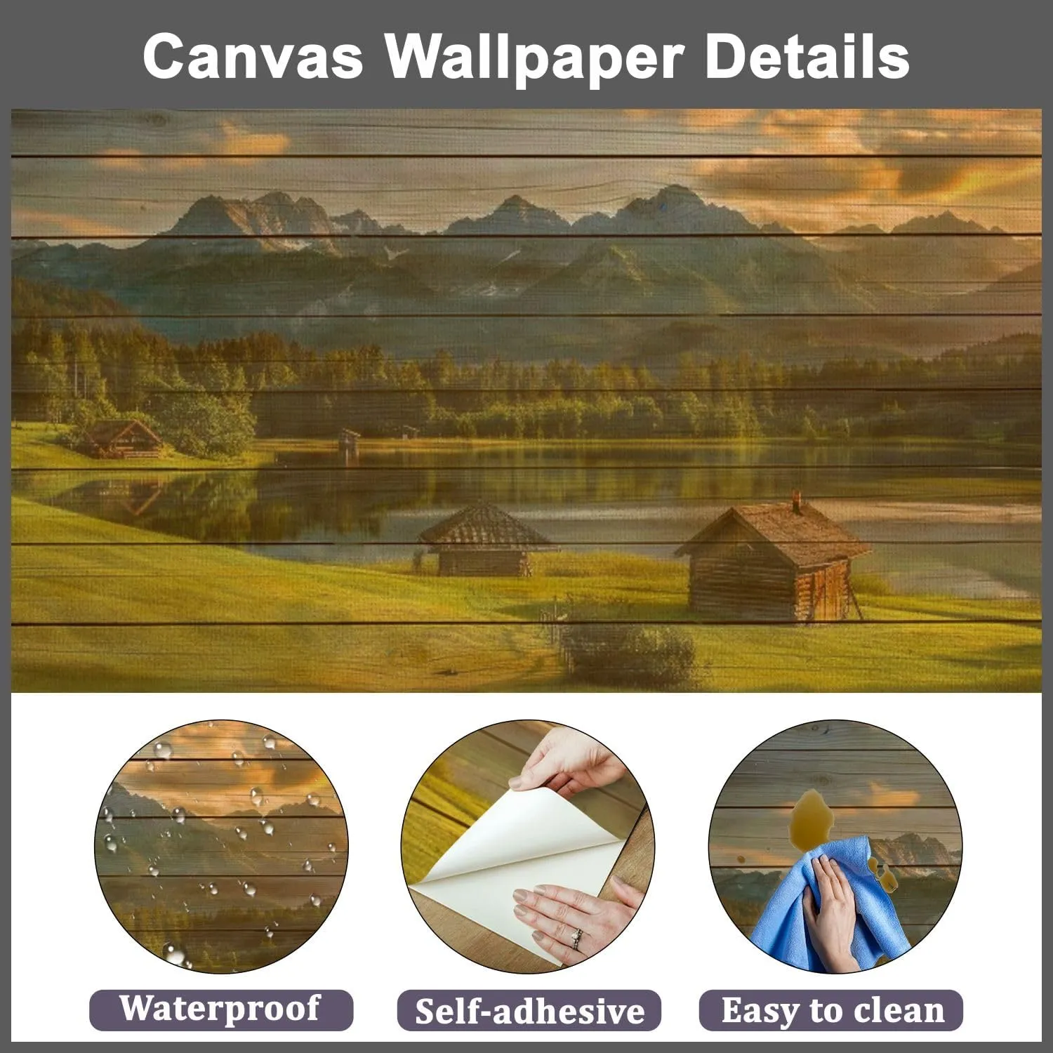 Wall Mural Magic Sunrise Alpine Lake Geroldsee View to Mount Karwendel Garmisch Peel and Stick Wallpaper Removable Self-Adhesive Wall Sticker Wall Decor for Bedroom Living Room Decor 100"x144"